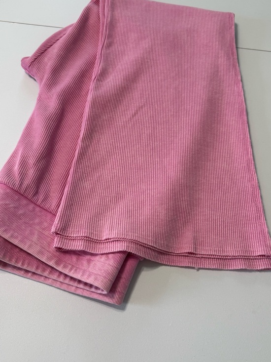 Sundry Sonnyside Pink Waffle Knit Wide Leg Pants Large Lounge Relaxed Fit - Picture 9 of 11